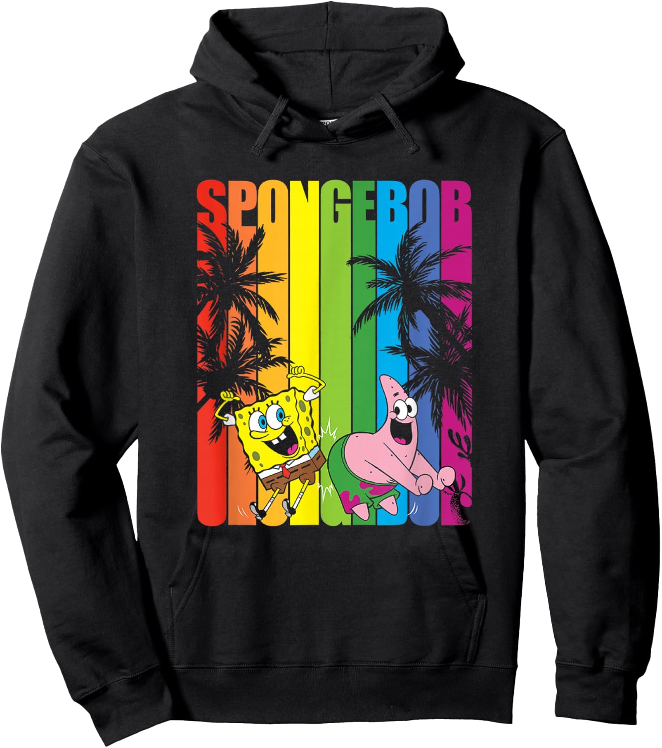 SpongeBob SquarePants SpongeBob & Patrick Rainbow Palm Trees Hoodie - Hoodie | Black