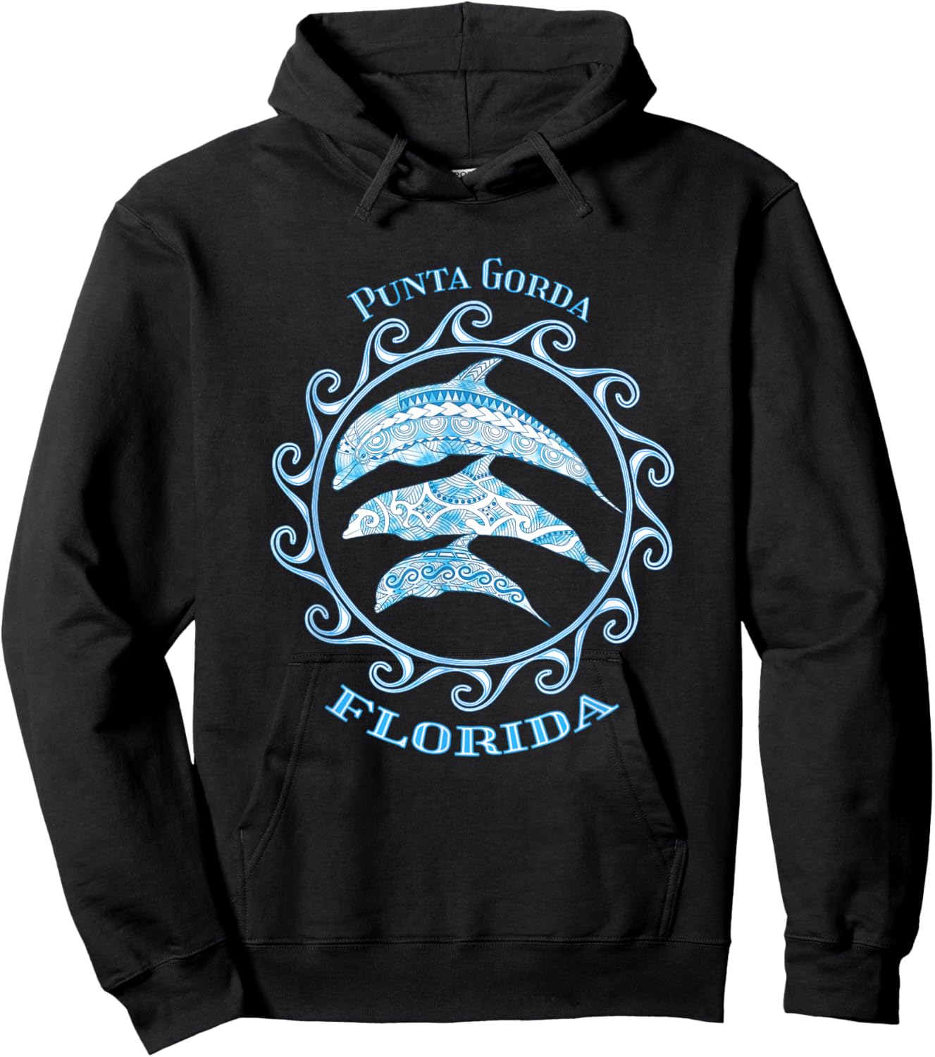 Punta Gorda Florida Tribal Dolphins Ocean Animals Hoodie - Hoodie | Black