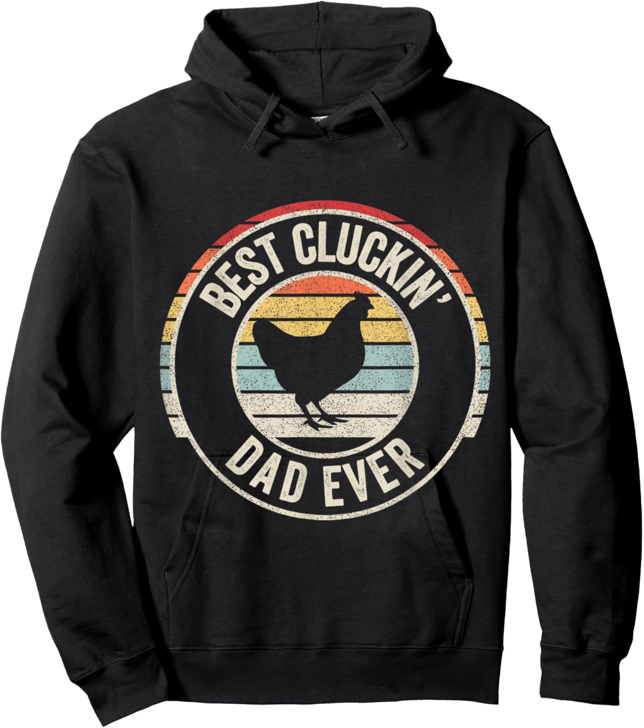 Retro Vintage Best Cluckin' Dad Ever Chicken Farm Hoodie - Hoodie | Black