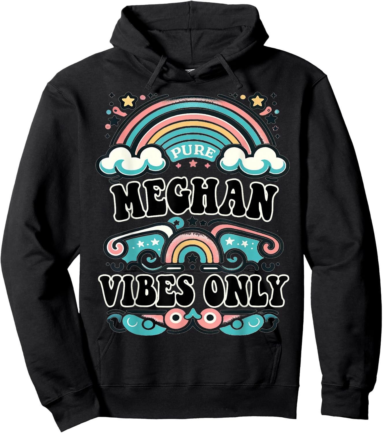 Meghan Vibes Only Cute Retro Girls Meghan Name Hoodie - Hoodie | Black