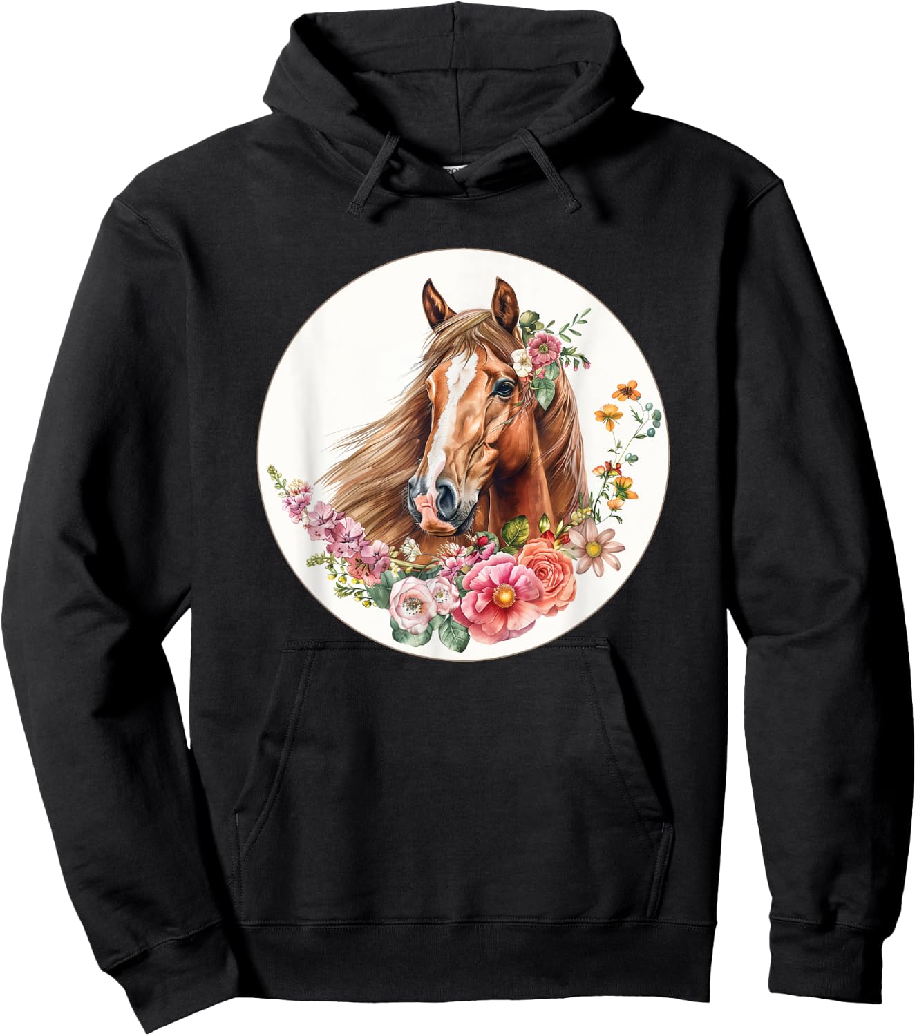 Flower Horse Equestrian Riding Hoodie - Hoodie | Black