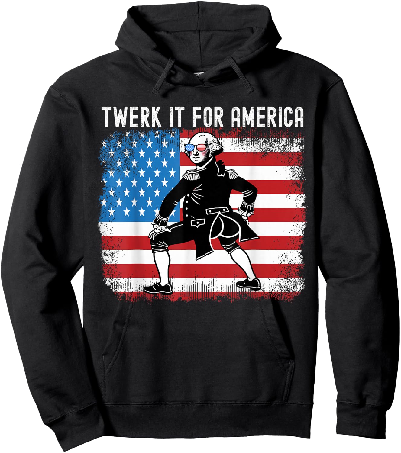 Twerk It For America Funny Patriotic Adult Humor 4th of July Hoodie - Hoodie | Black