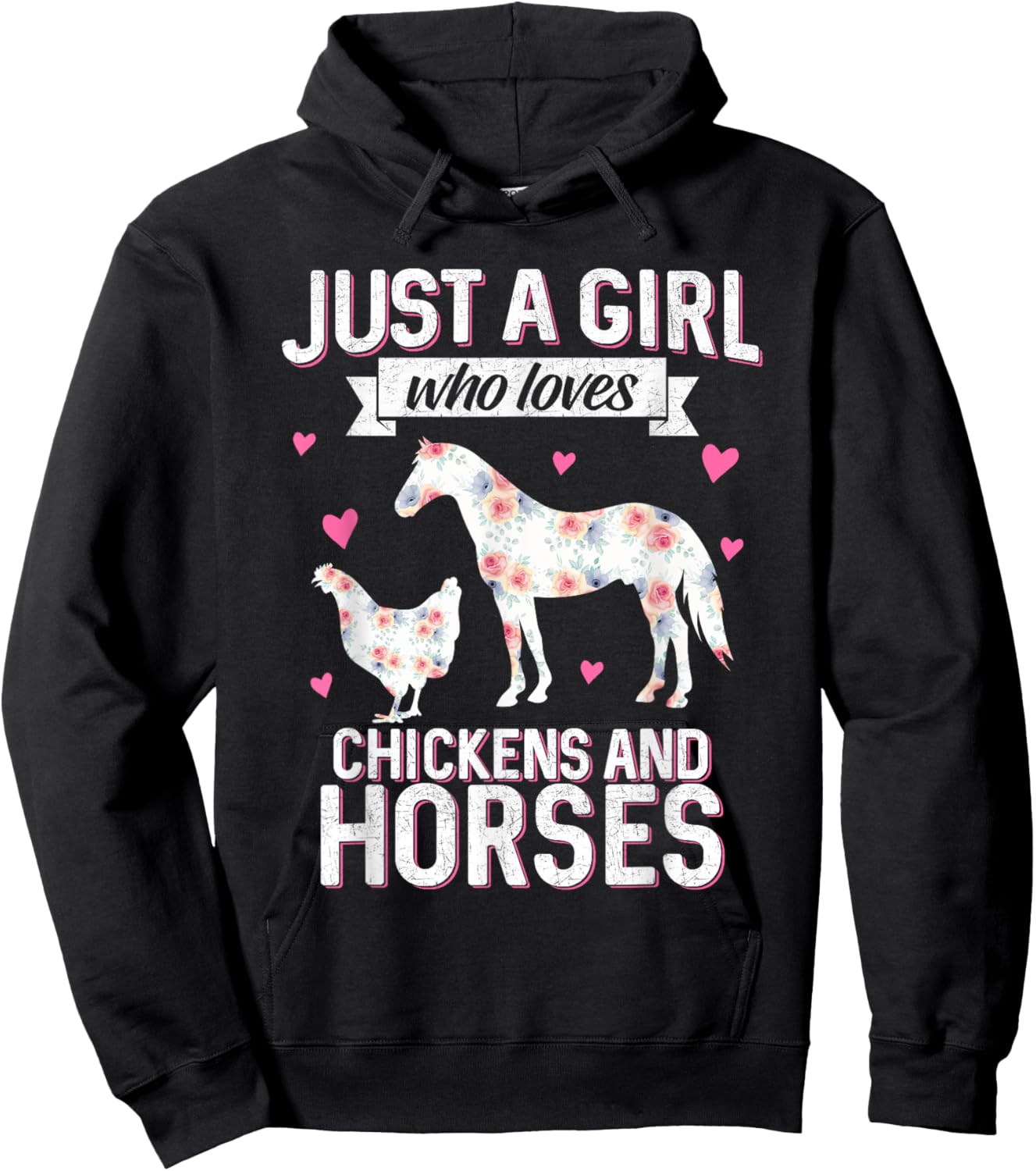 Just A Girl Who Loves Chickens Horse Lover Women Farmer Hoodie - Hoodie | Black