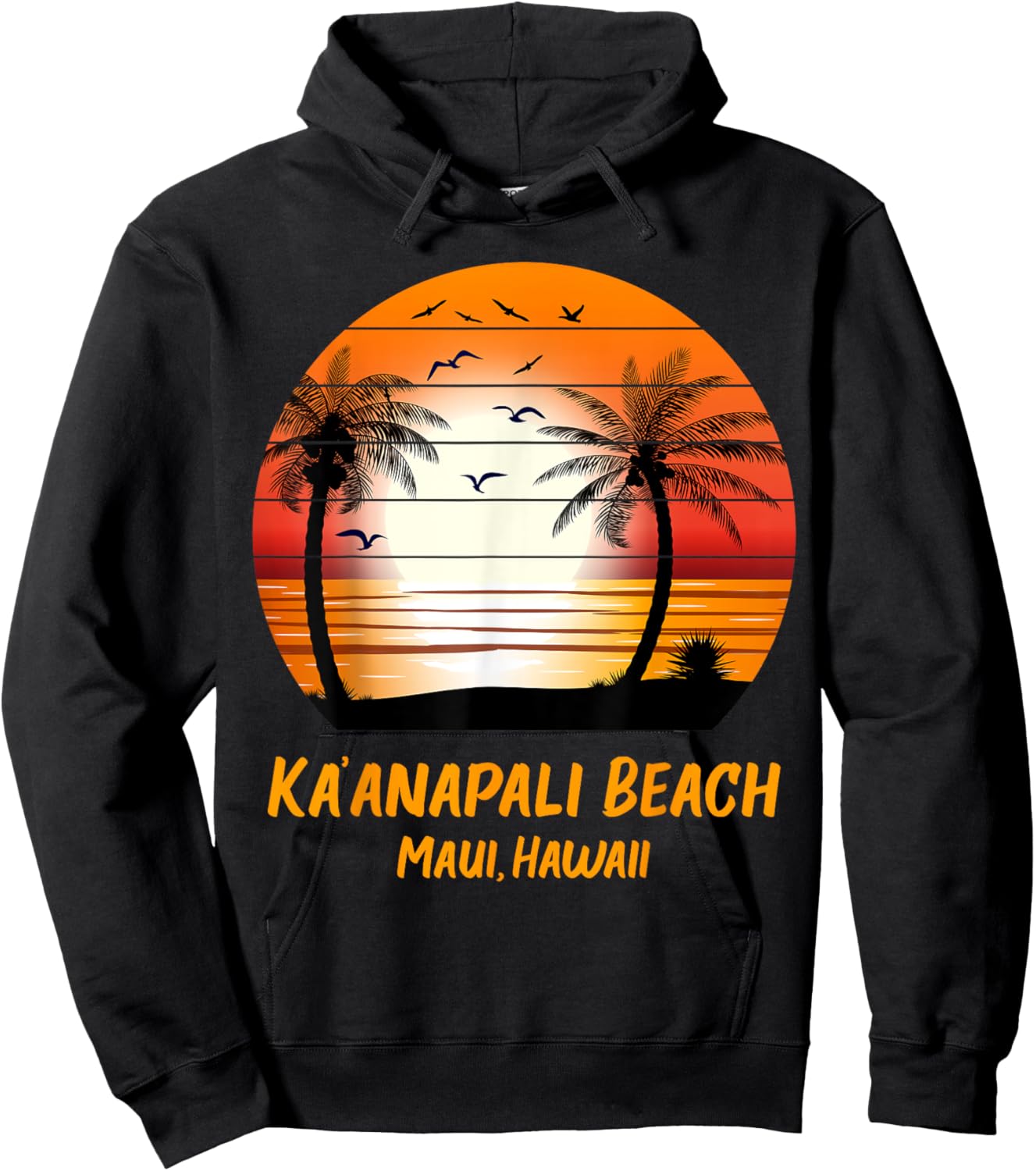 Ka’anapali Beach Maui Hawaii Vintage Sunset Kaanapali Retro Men Women Kids Hoodie - Hoodie | Black