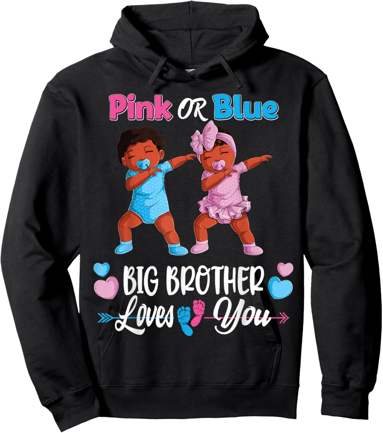 Pink Or Blue Big Brothers Loves You Black Baby Gender Reveal Hoodie - Hoodie | Black