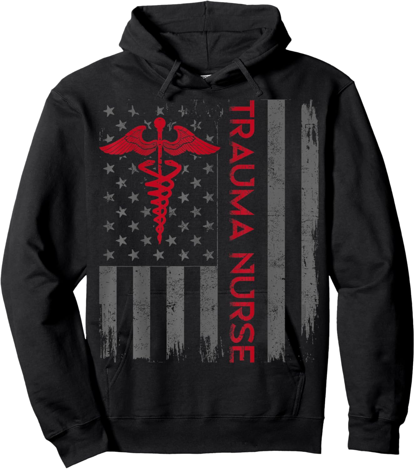 Trauma Nurse Care American Flag Patriotic Hoodie - Hoodie | Black