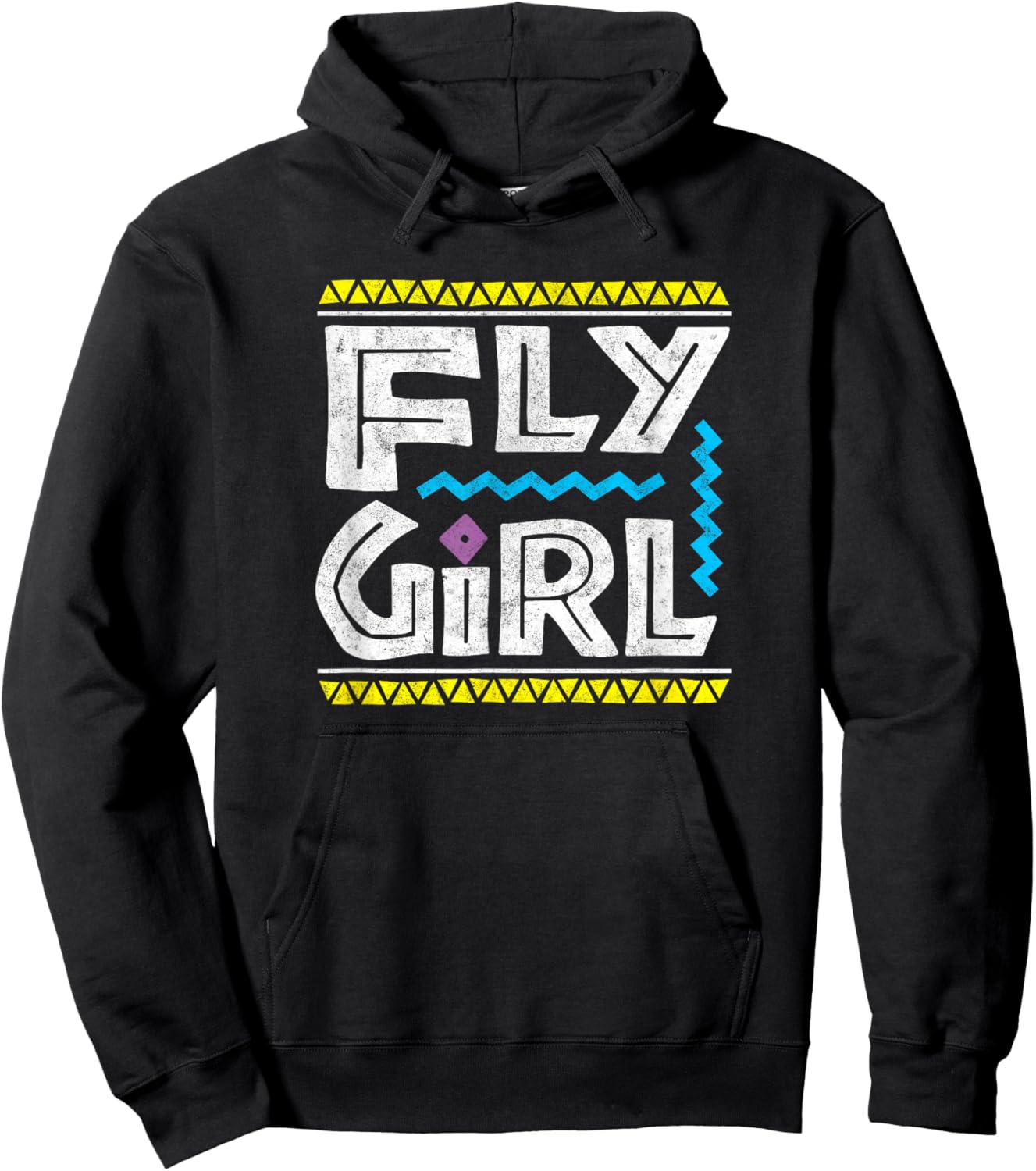Fly Girl 80s 90s Old School Distressed B-Girl Hip Hop Hoodie - Hoodie | Black