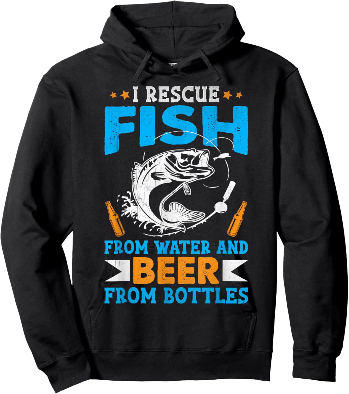 I Rescue Fish From Water And Beer From Bottles Fisherman Hoodie - Hoodie | Black