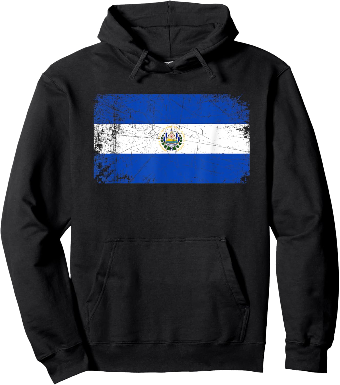 Vintage Made In EL SALVADOR SALVADORAN Flag Gift Hoodie - Hoodie | Black
