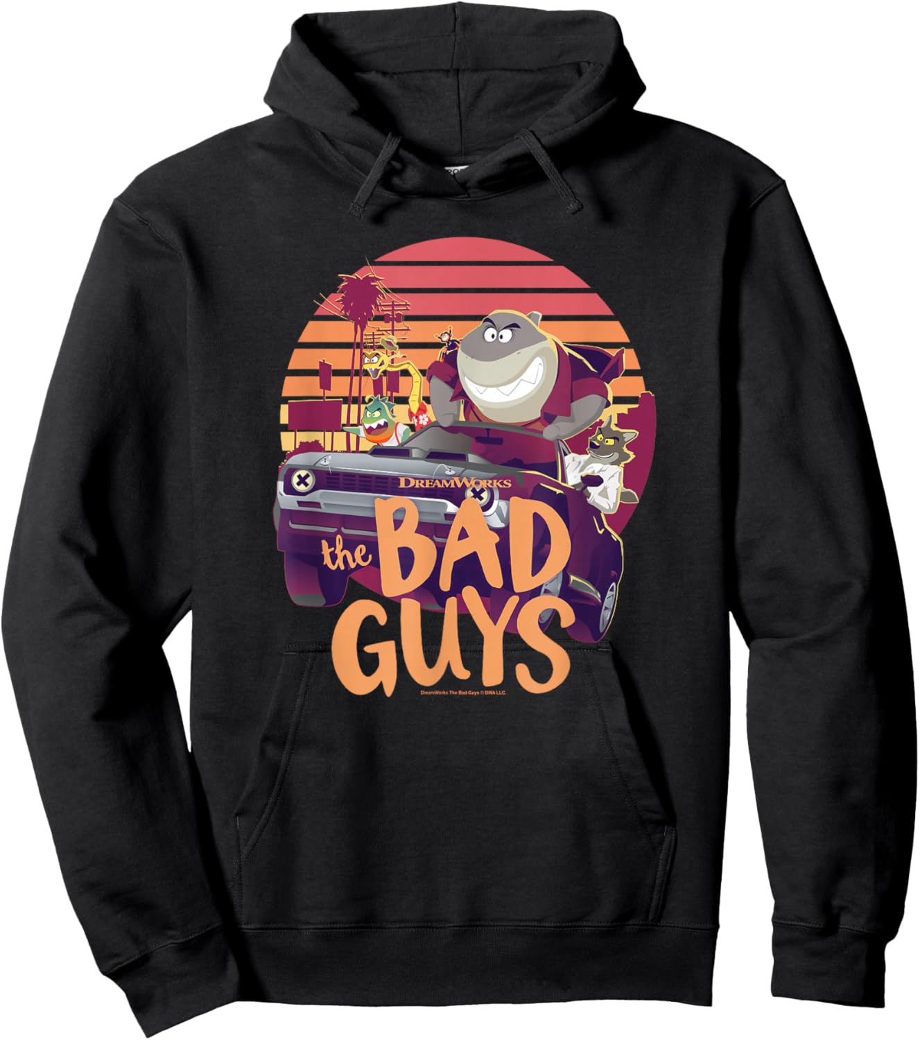 The Bad Guys Group Getaway Car Sunset Poster Hoodie - Hoodie | Black