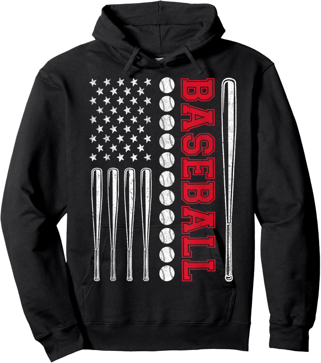 American Flag Baseball USA Shirt Women Boy Girl Kids Hoodie - Hoodie | Black