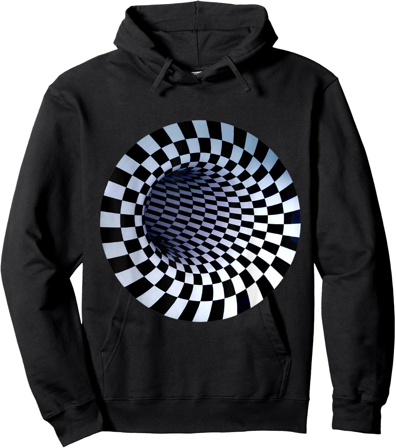 Hole Designs Women's Checkered Optical Illusion , Black, Small Hoodie - Hoodie | Black