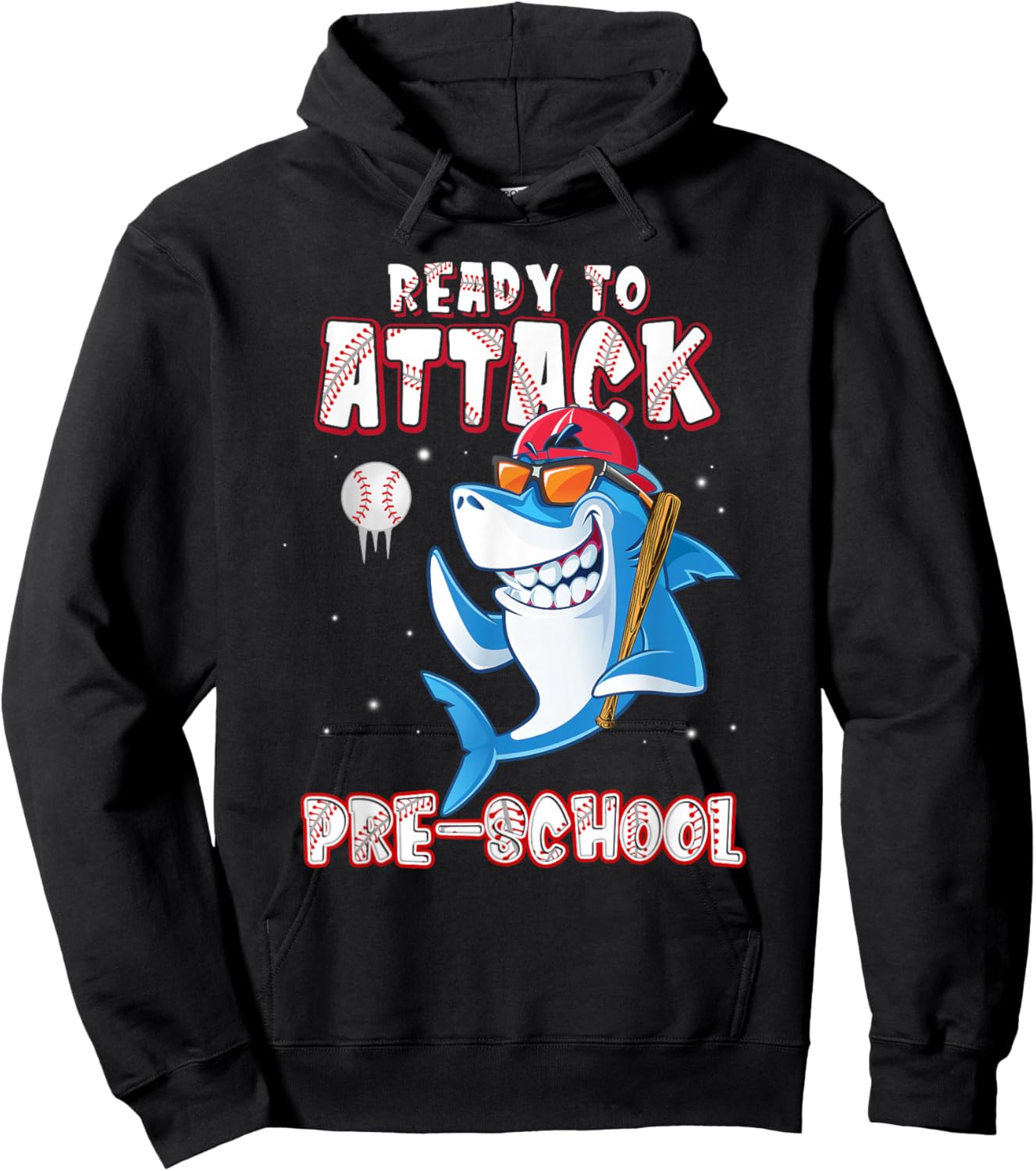 Ready To Attack Pre-School Shark Back to School Hoodie - Hoodie | Black