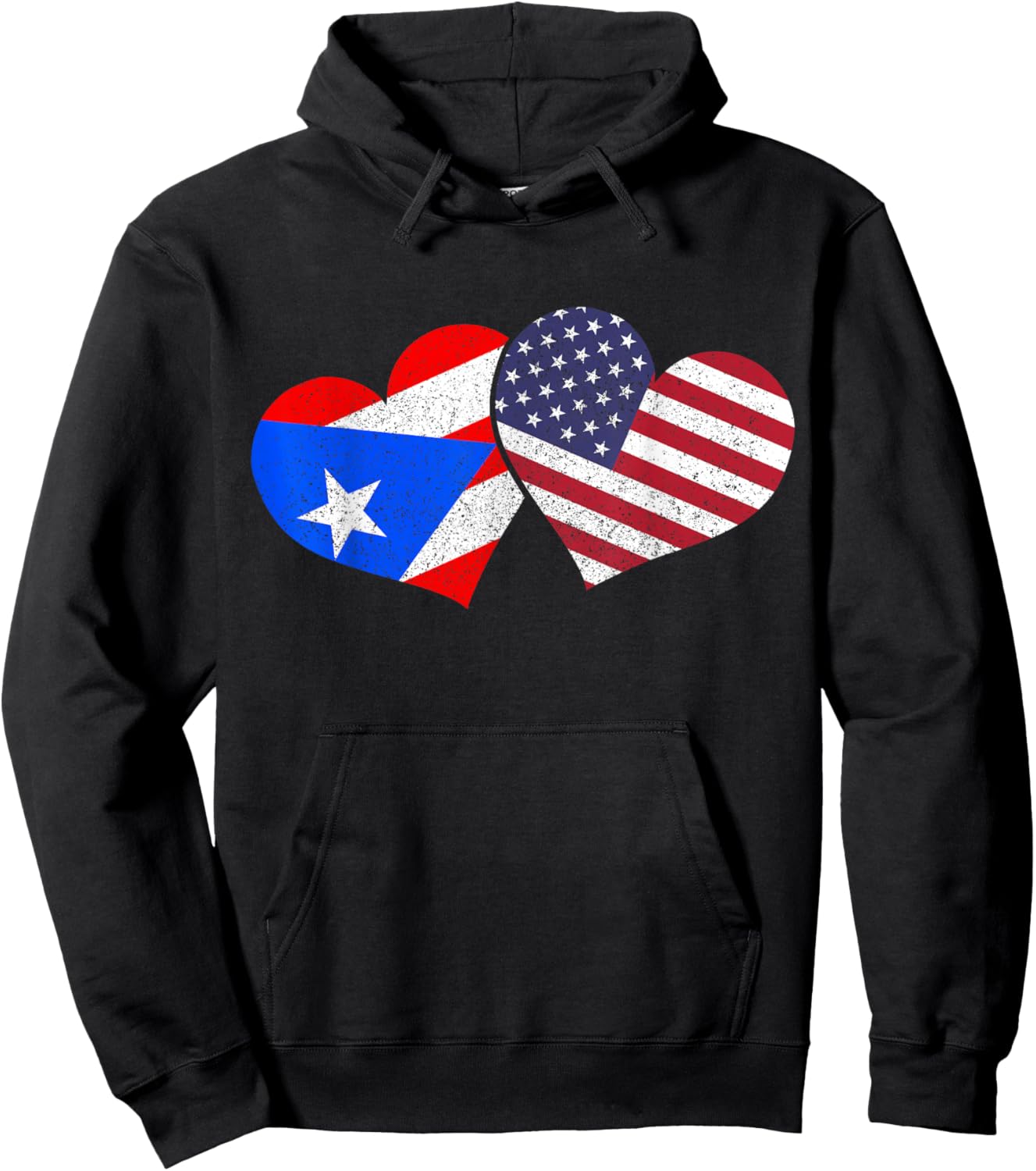 Puerto Rico & USA Pride Patriotic Puerto Rican American Flag Hoodie - Hoodie | Black