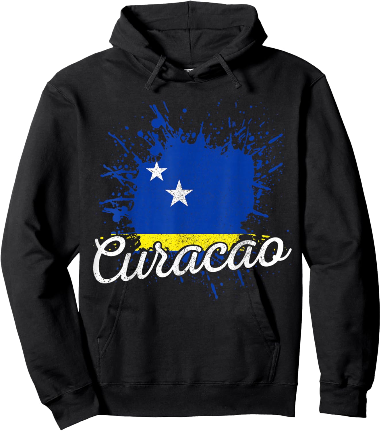 Curacao Flag Vintage Caribbean Souvenir Hoodie - Hoodie | Black