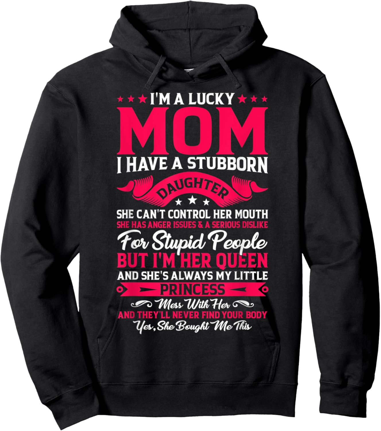 I'm A Lucky Mom I Have A Daughter Funny Family Mothers Day Hoodie - Hoodie | Black