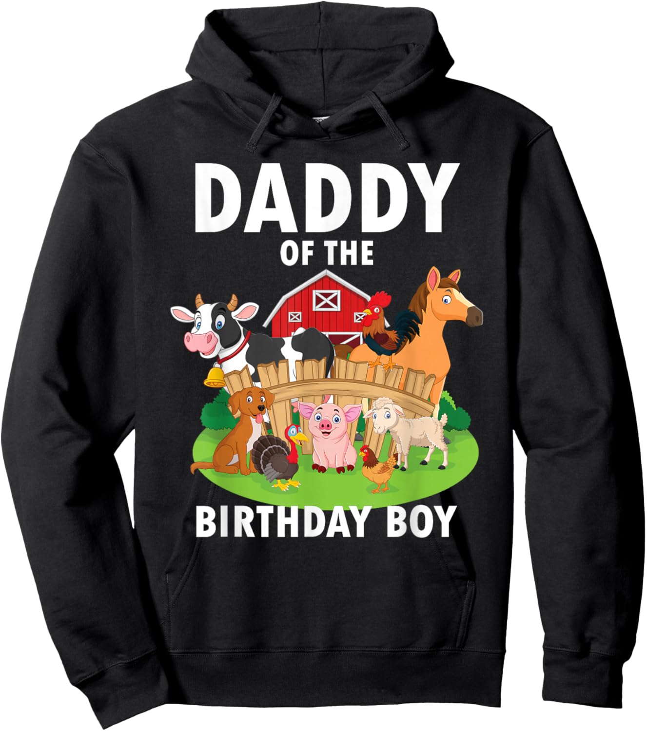 Daddy Of The Birthday Boy Farm Animals Matching Farm Theme Hoodie - Hoodie | Black