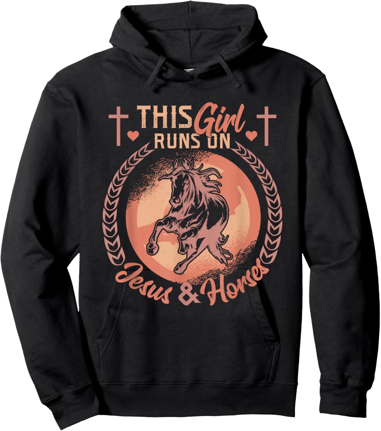 This Girl Runs On Jesus And Horses Jesus And Horses Hoodie - Hoodie | Black