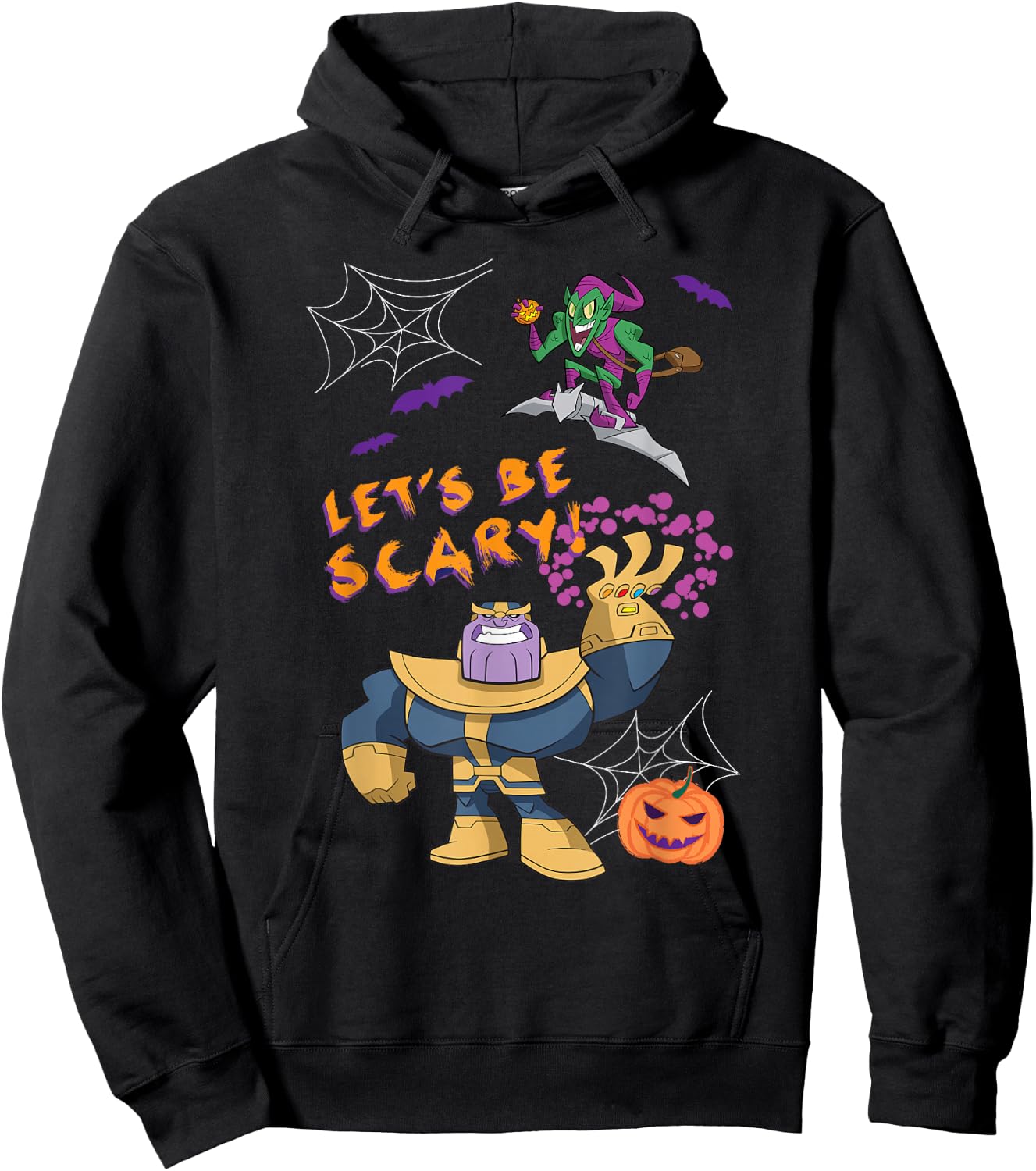 Marvel Studios Thanos Green Goblin Halloween Pumpkin Webs Hoodie - Hoodie | Black