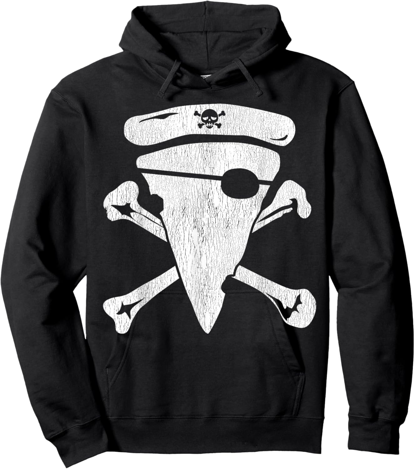 Pirate Pizza Skull Crossbones Funny Halloween Costume Hoodie - Hoodie | Black