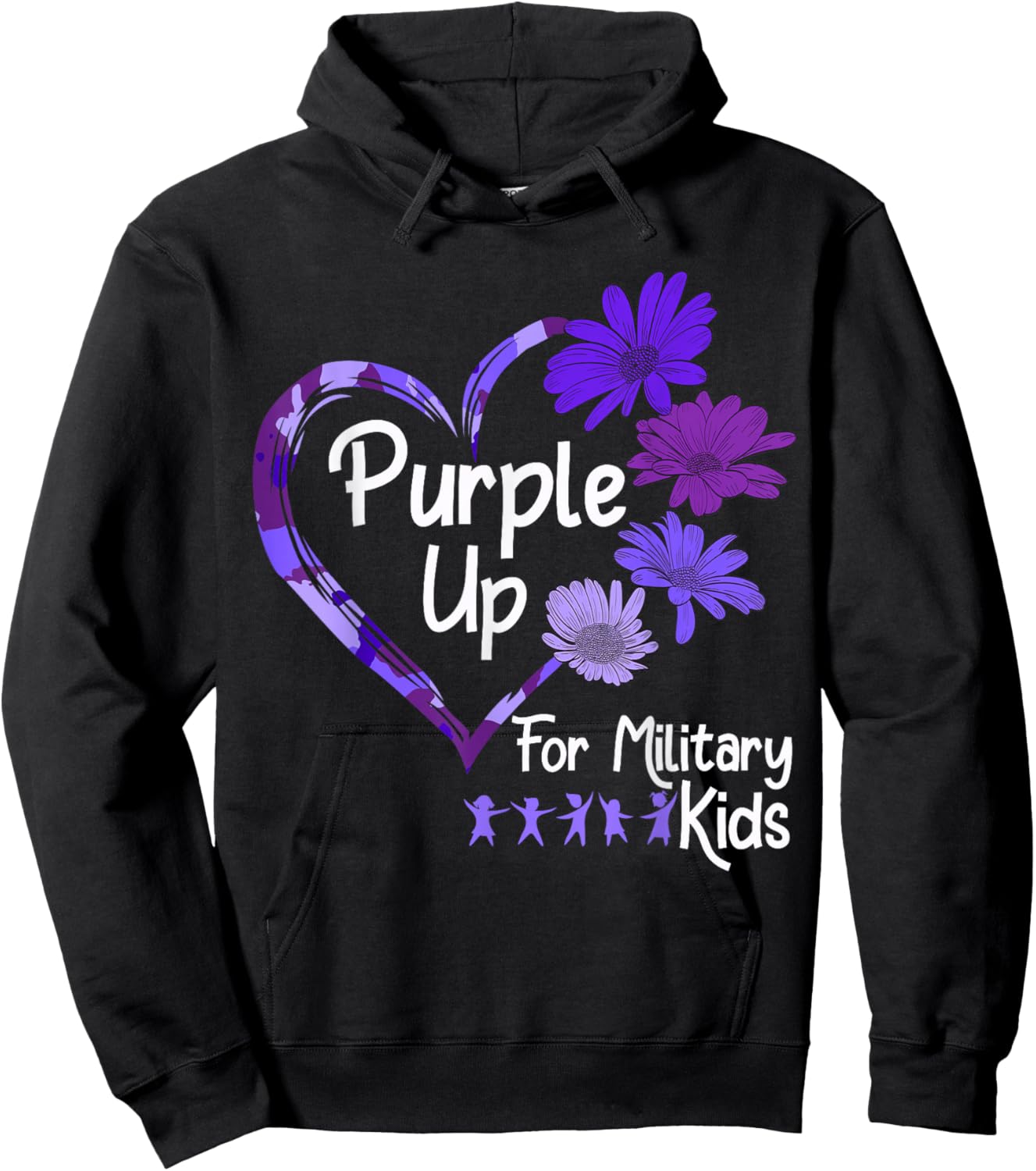 Purple Up for Military Kids - Sunflower Military Child Month Small Hoodie - Hoodie | Black