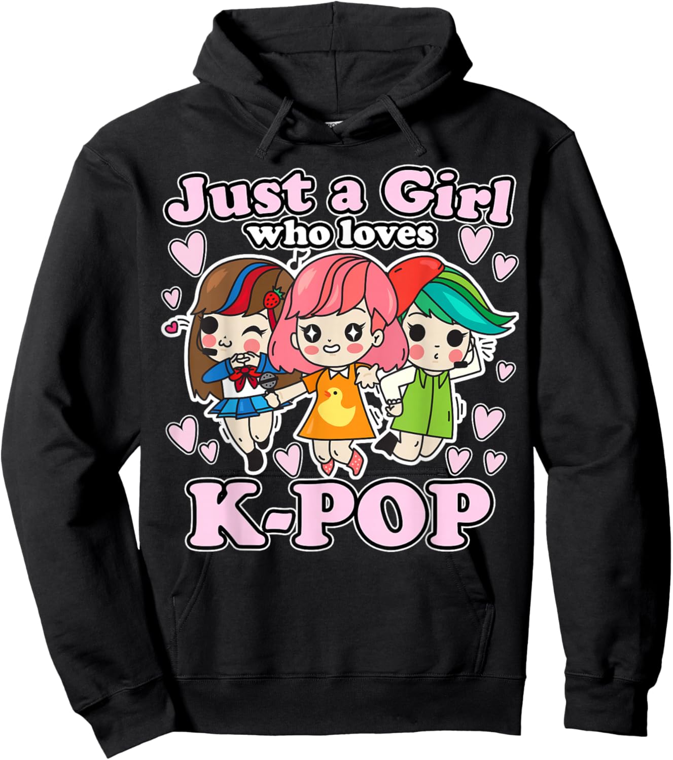 K-Pop Korean Popular Music Saranghae Merchandise -Adults Black Cotton Blend K-Pop themed Hoodie - Hoodie | Black