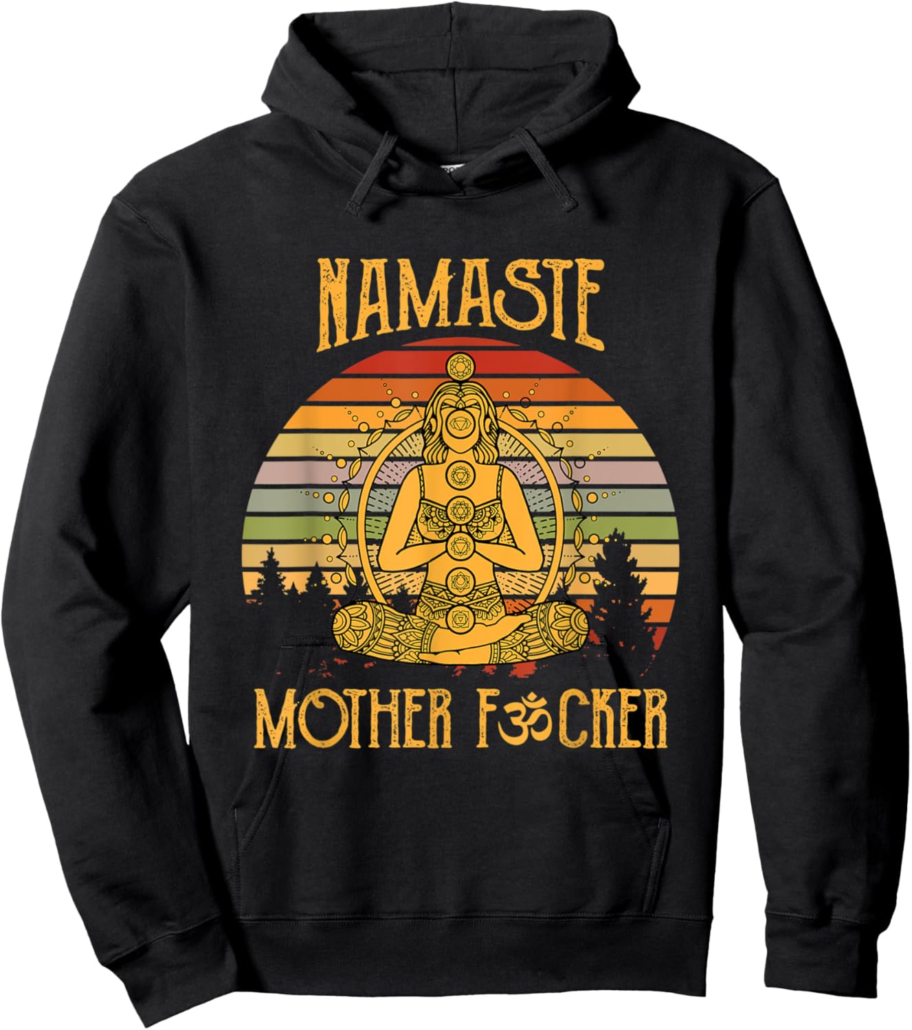 Funny Yoga Fun Meditation Vintage Namaste Mother F Hoodie - Hoodie | Black
