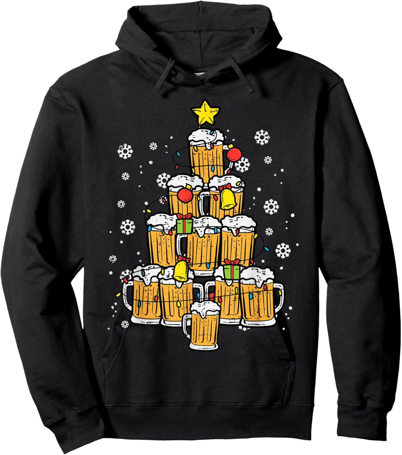 Beer Christmas Tree Xmas Brew Dad Men Hoodie - Hoodie | Black