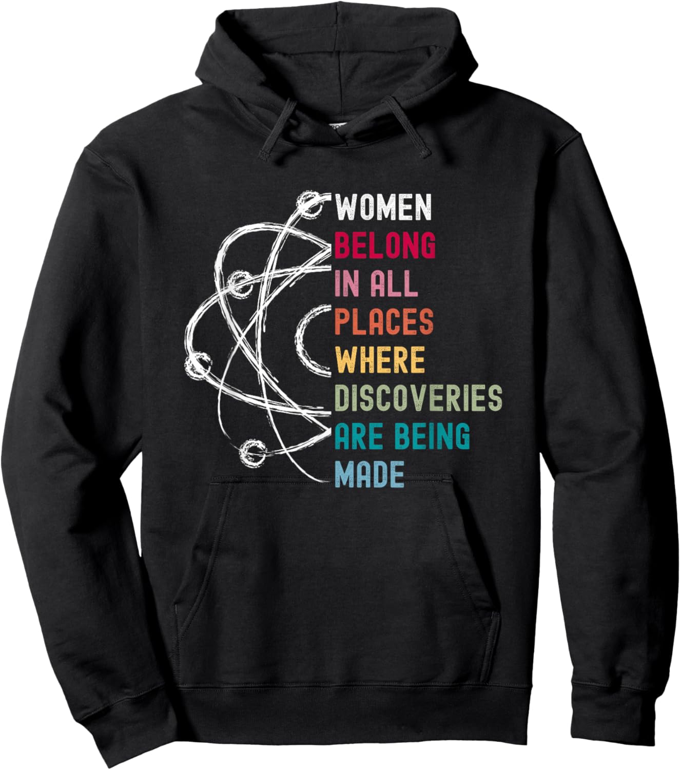 Women Belong in Science, Feminist and STEM Girls Empowerment Hoodie - Hoodie | Black