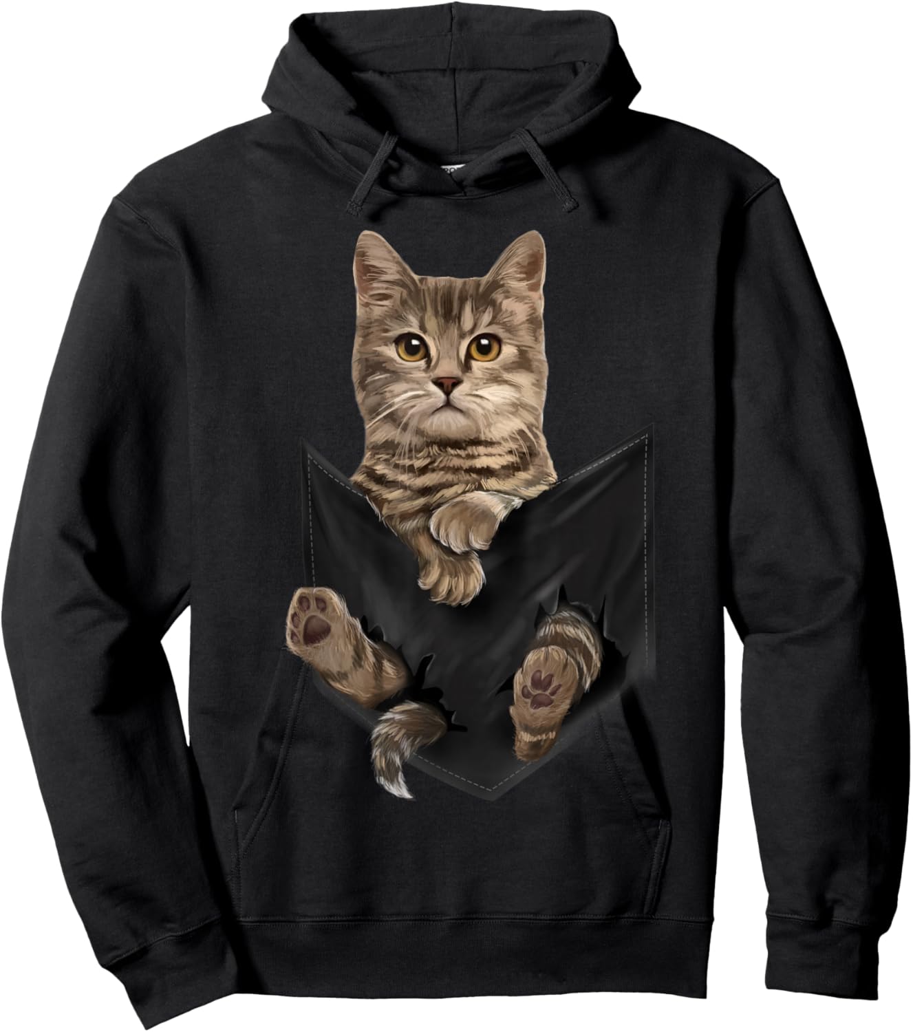 Brown Cat Sits in Pocket Cats Shirt Gifts Hoodie - Hoodie | Black