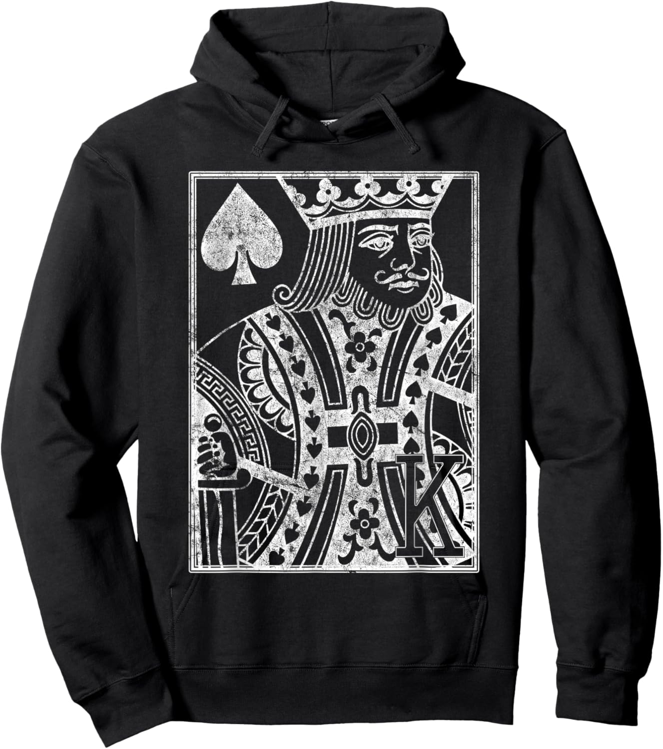 King of Spades Vintage Look Distressed Playing Card Hoodie - Hoodie | Black