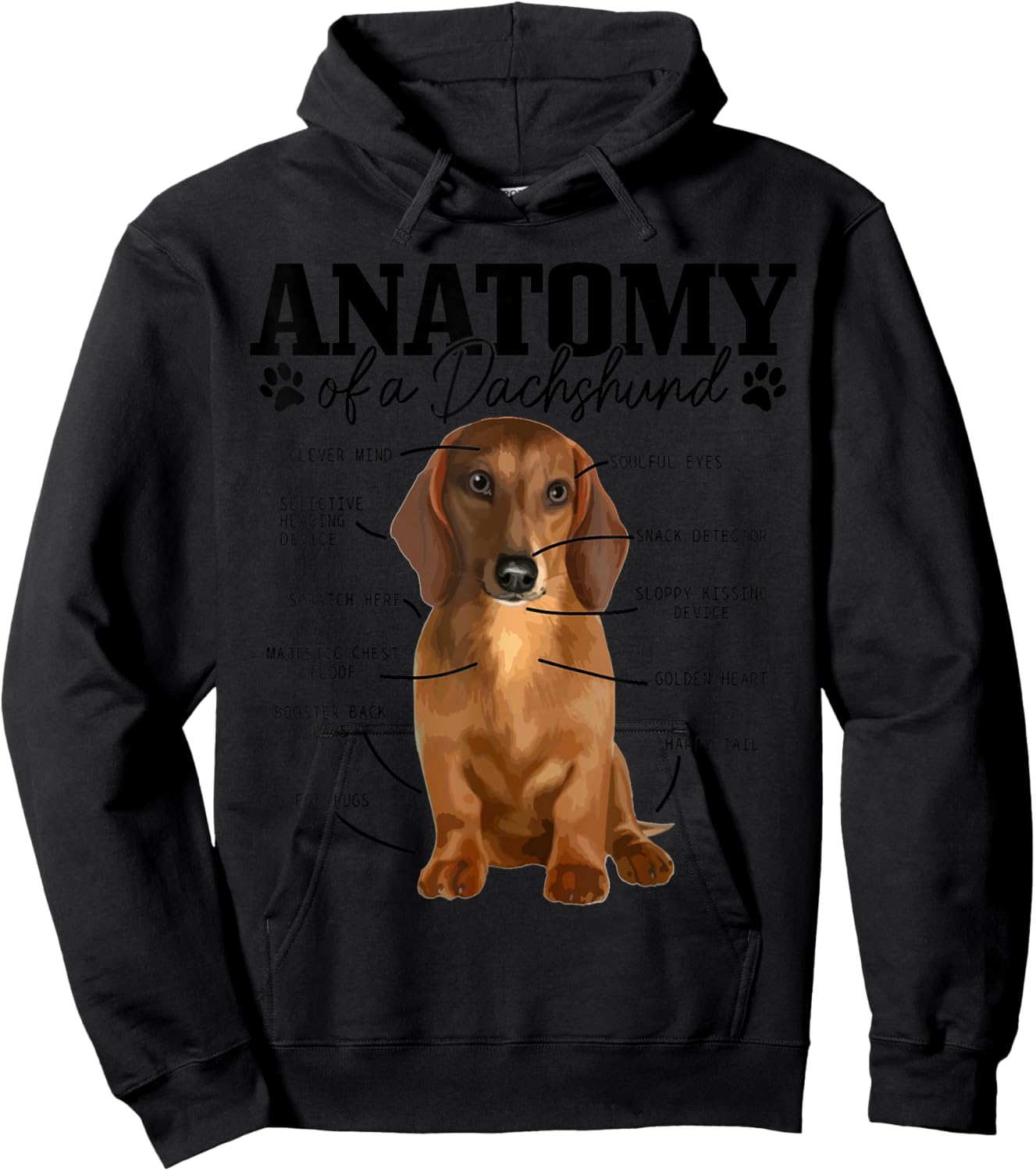 Anatomy Of A Dachshund Funny Cute Wiener Dog Mom Dad Hoodie - Hoodie | Black