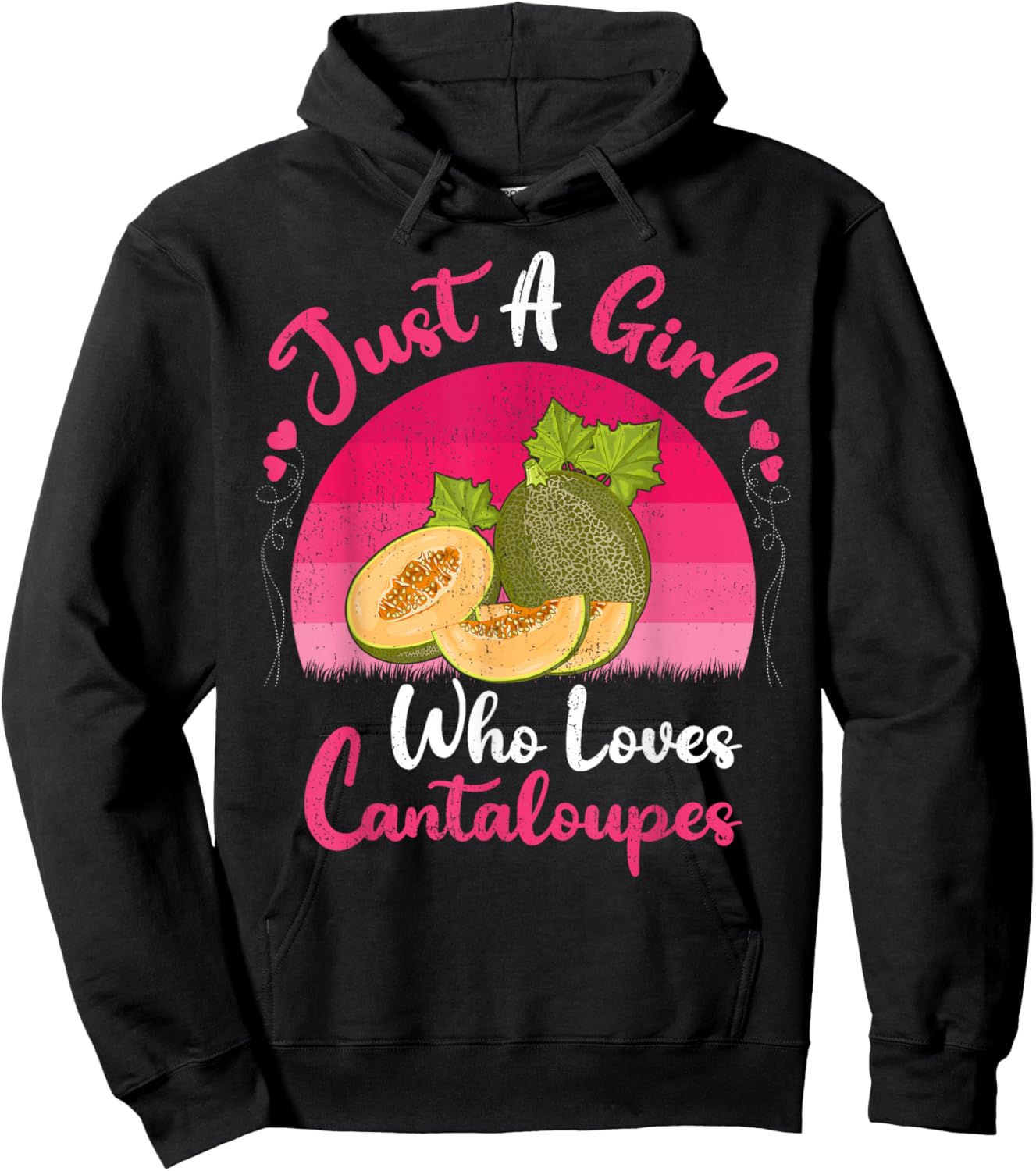 Vintage Cantaloupe Fruit Just A Girl Who Loves Cantaloupes Hoodie - Hoodie | Black