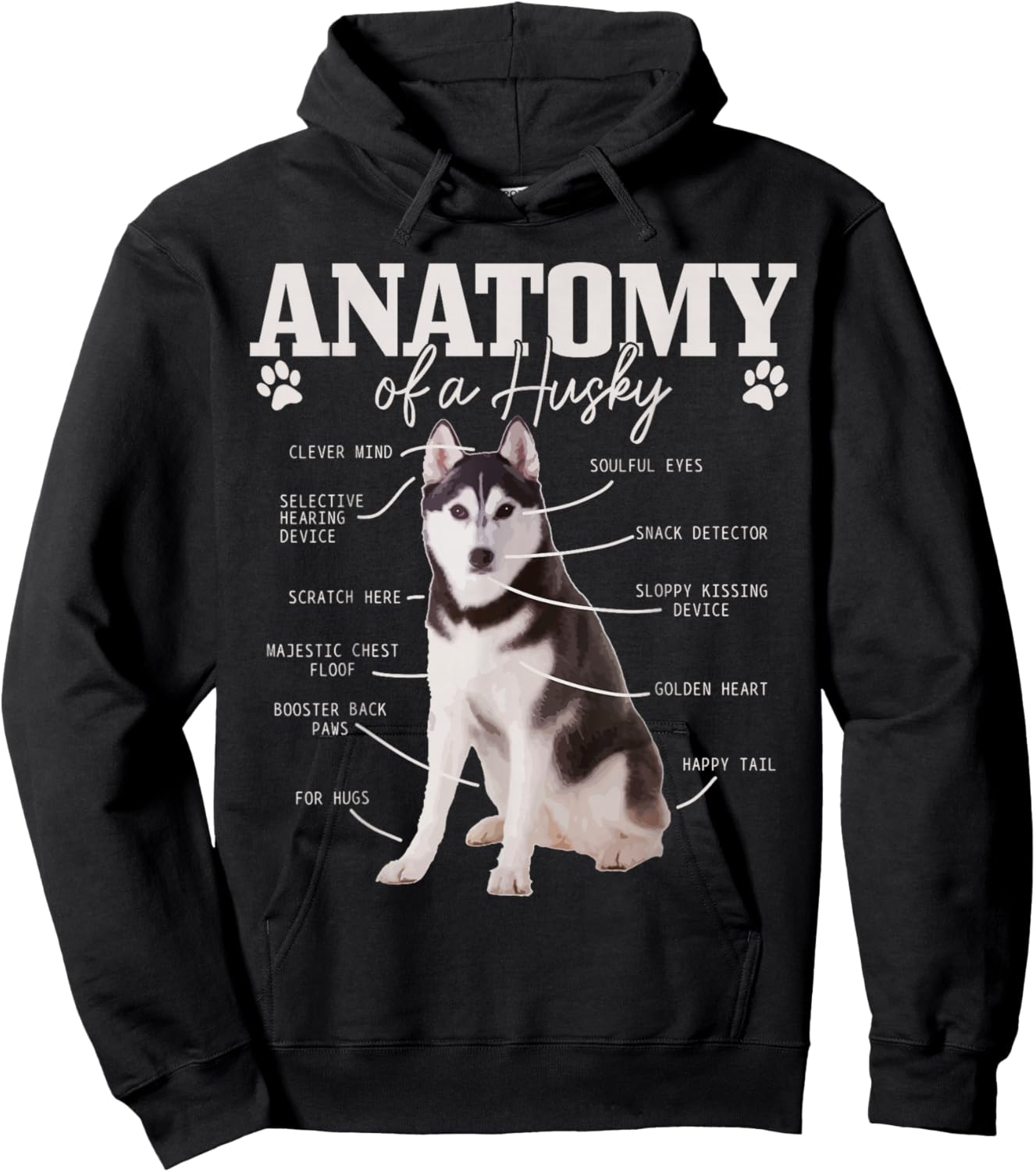 Anatomy Of A Siberian Husky Funny Cute Dog Husky Mom Dad Hoodie - Hoodie | Black
