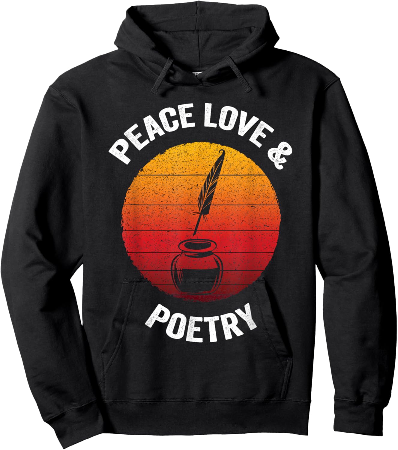 Peace Love & Poetry | Vintage Poem Literature Hoodie - Hoodie | Black
