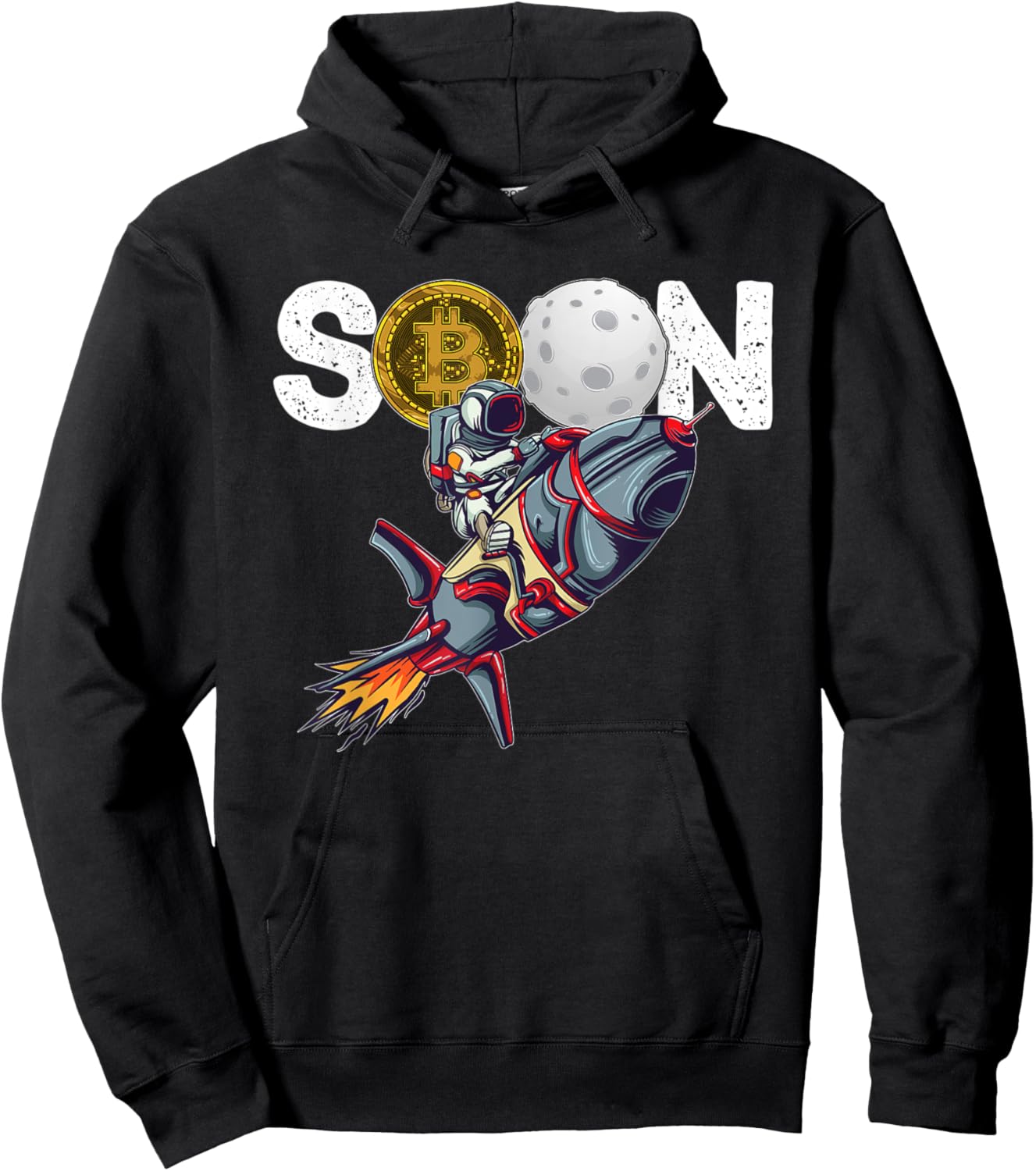 Bitcoin "SOON" To Moon Cryptocurrency HODL Funny Crypto Hoodie - Hoodie | Black