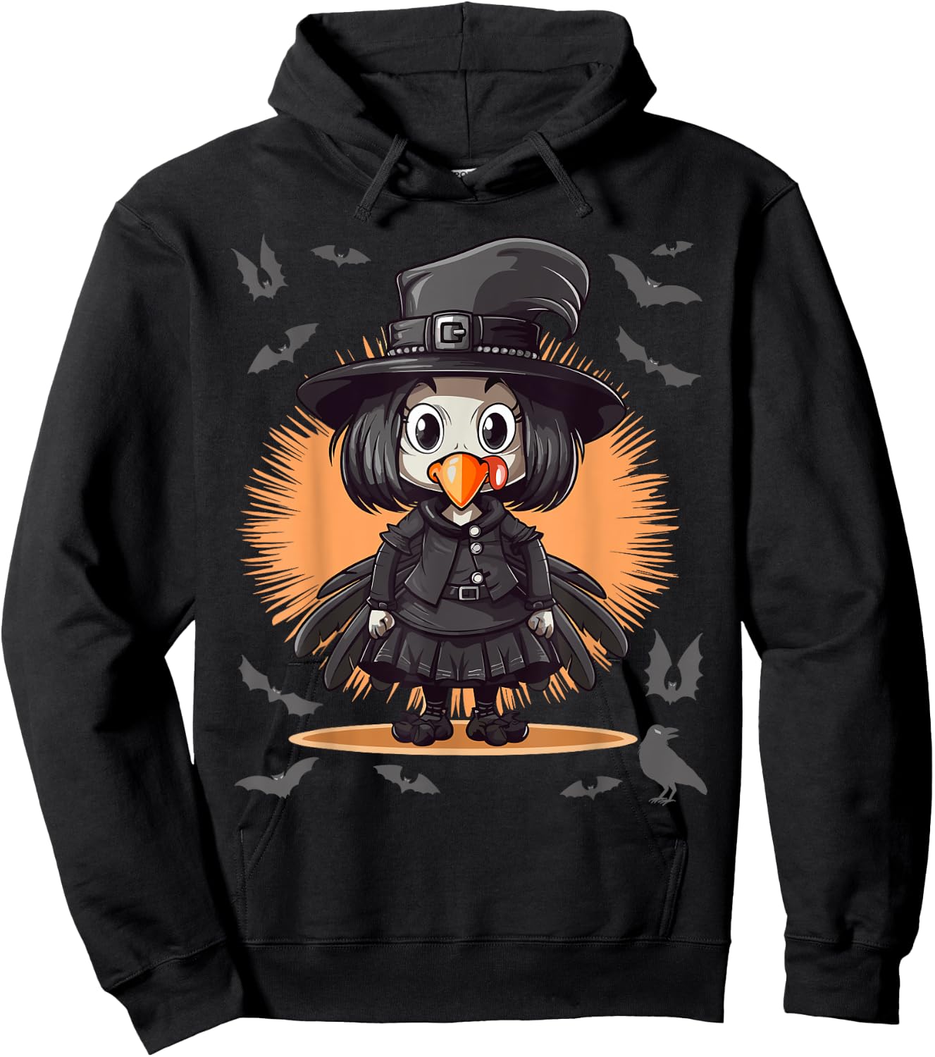 Goth Girl Turkey Outfit - Gothic Turkey Goth Thanksgiving Hoodie - Hoodie | Black