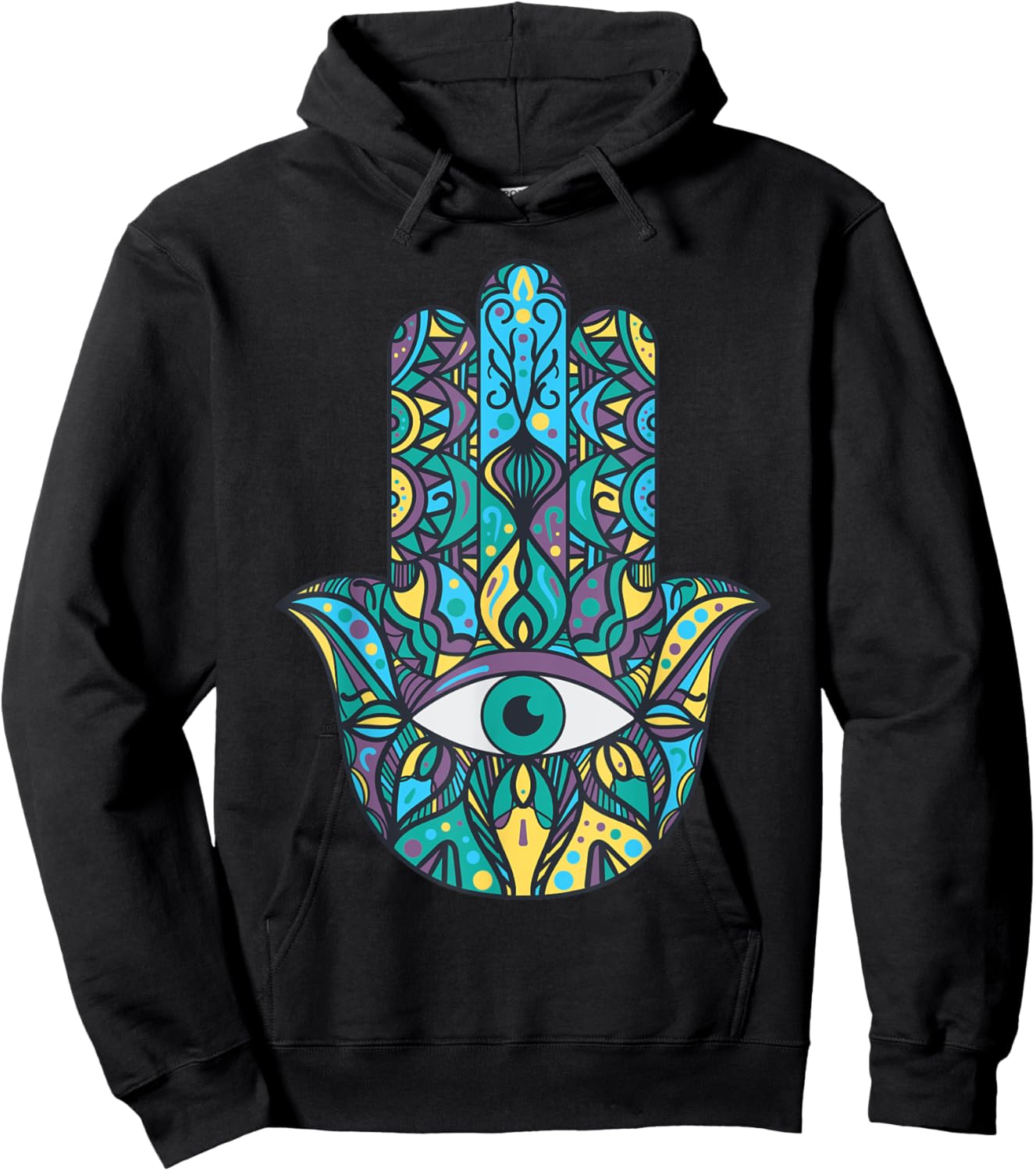 Hamsa Hand Meditation Yoga Hand Of Fatima Men Women Hoodie - Hoodie | Black