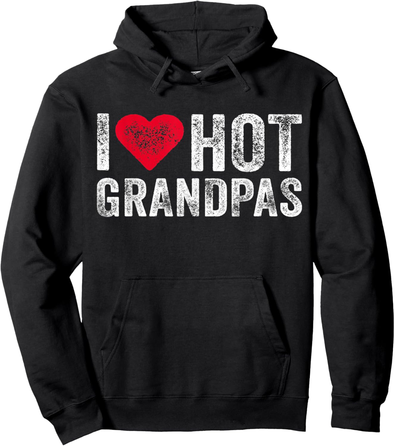 I Love Hot Grandpas Heart Love Funny Vintage Distressed Hoodie - Hoodie | Black