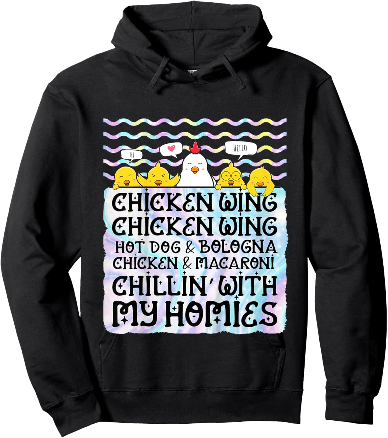 Kids Chicken Wing Chicken Wing Hot Dog and Bologna Macaroni Hoodie - Hoodie | Black