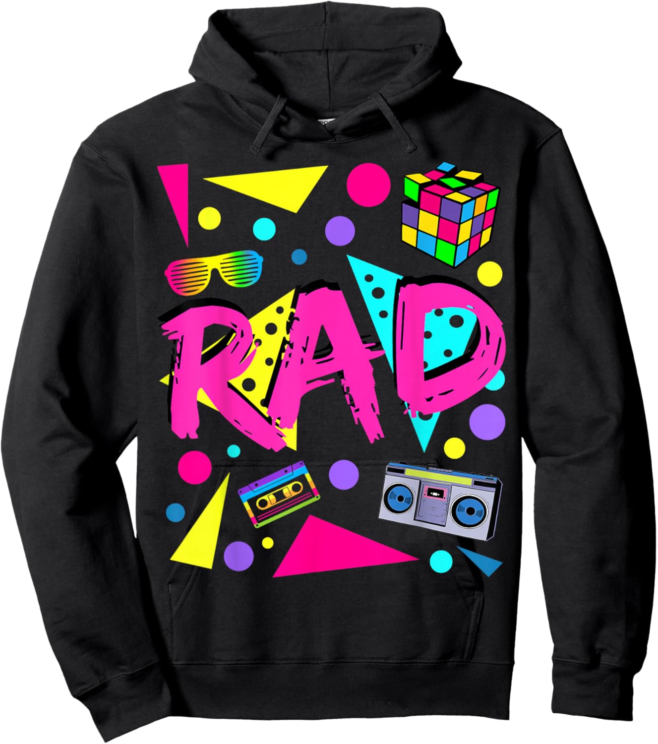 Rad 1980s Vintage Eighties Costume Party Hoodie - Hoodie | Black