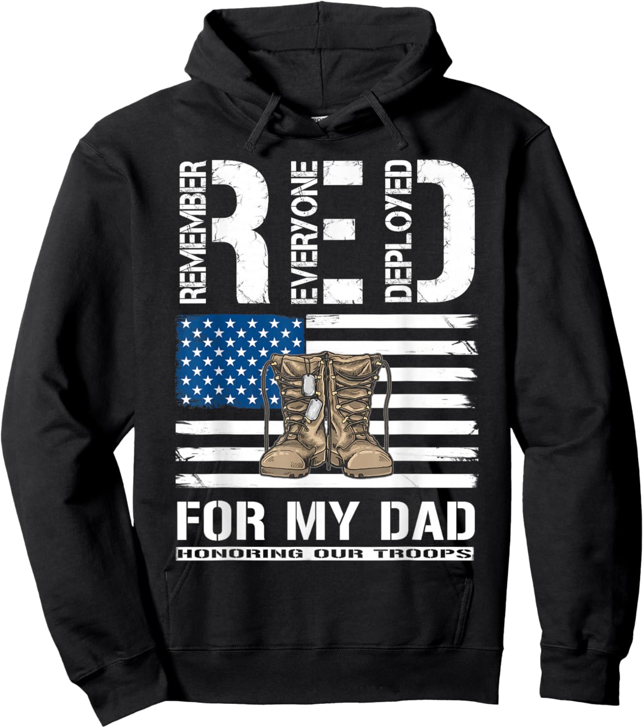 RED Friday For My Dad Military Veteran Deployed Hoodie - Hoodie | Black