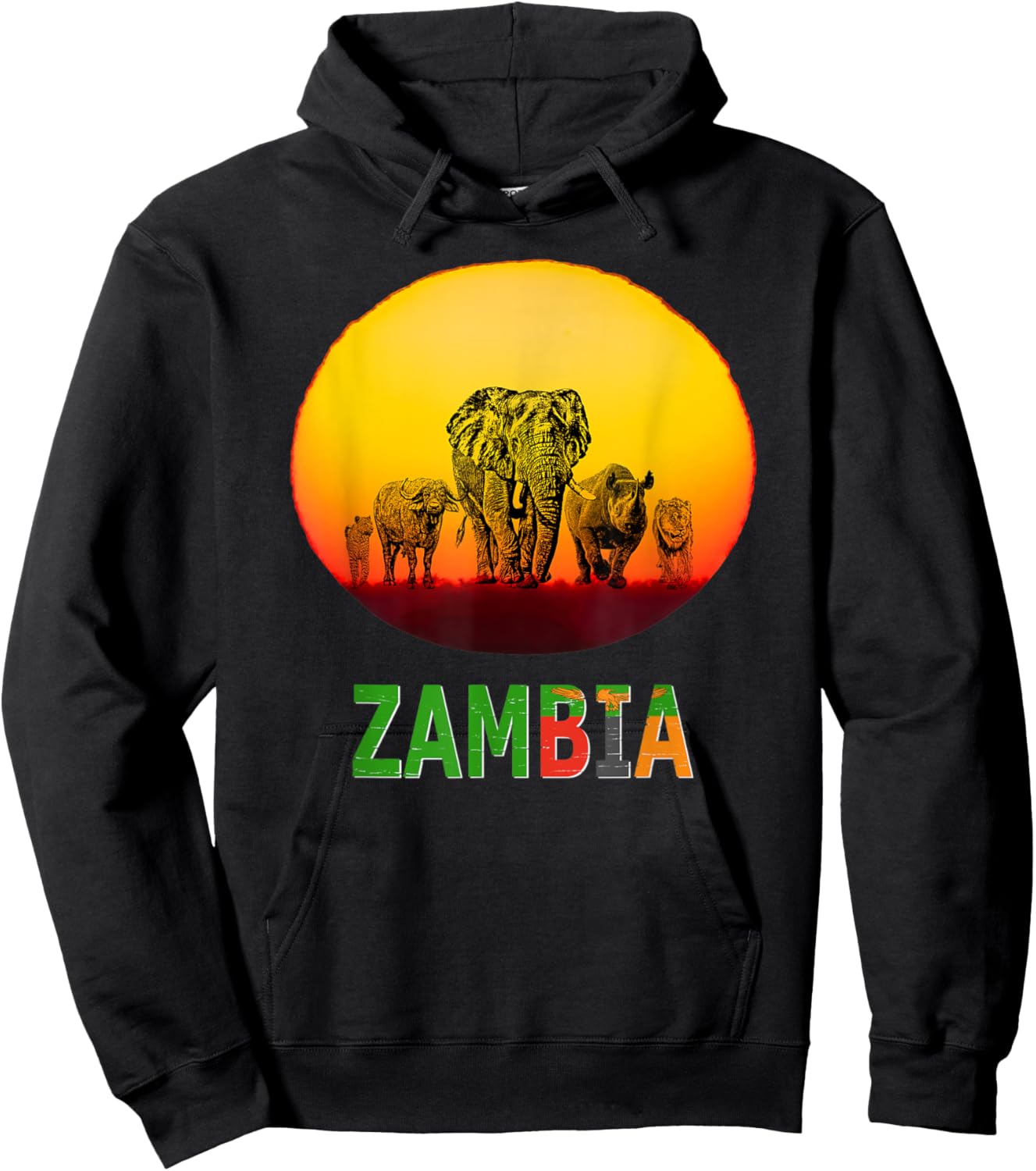 Big Five at Sunset Zambia Pride Hoodie - Hoodie | Black