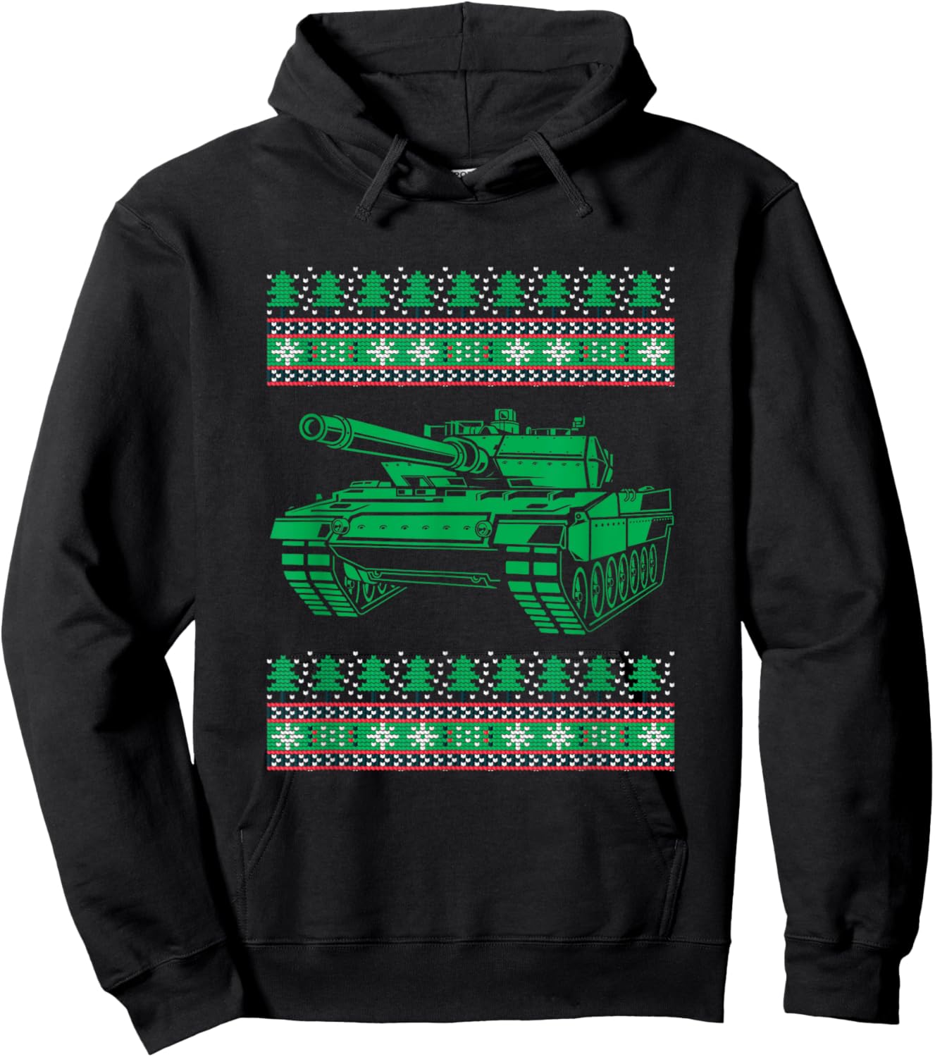 Ugly Christmas X-Mas Battle Tank Santa Claus New Year Army Hoodie - Hoodie | Black