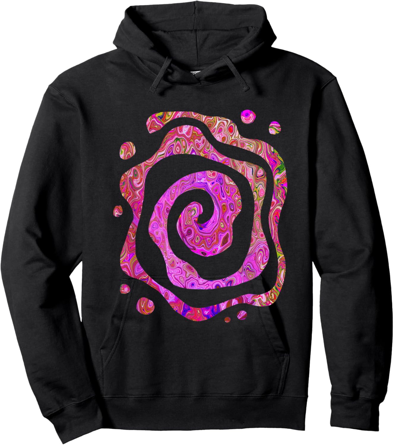 Colorful Hot Pink Abstract Marbled Retro Swirl Hoodie - Hoodie | Black