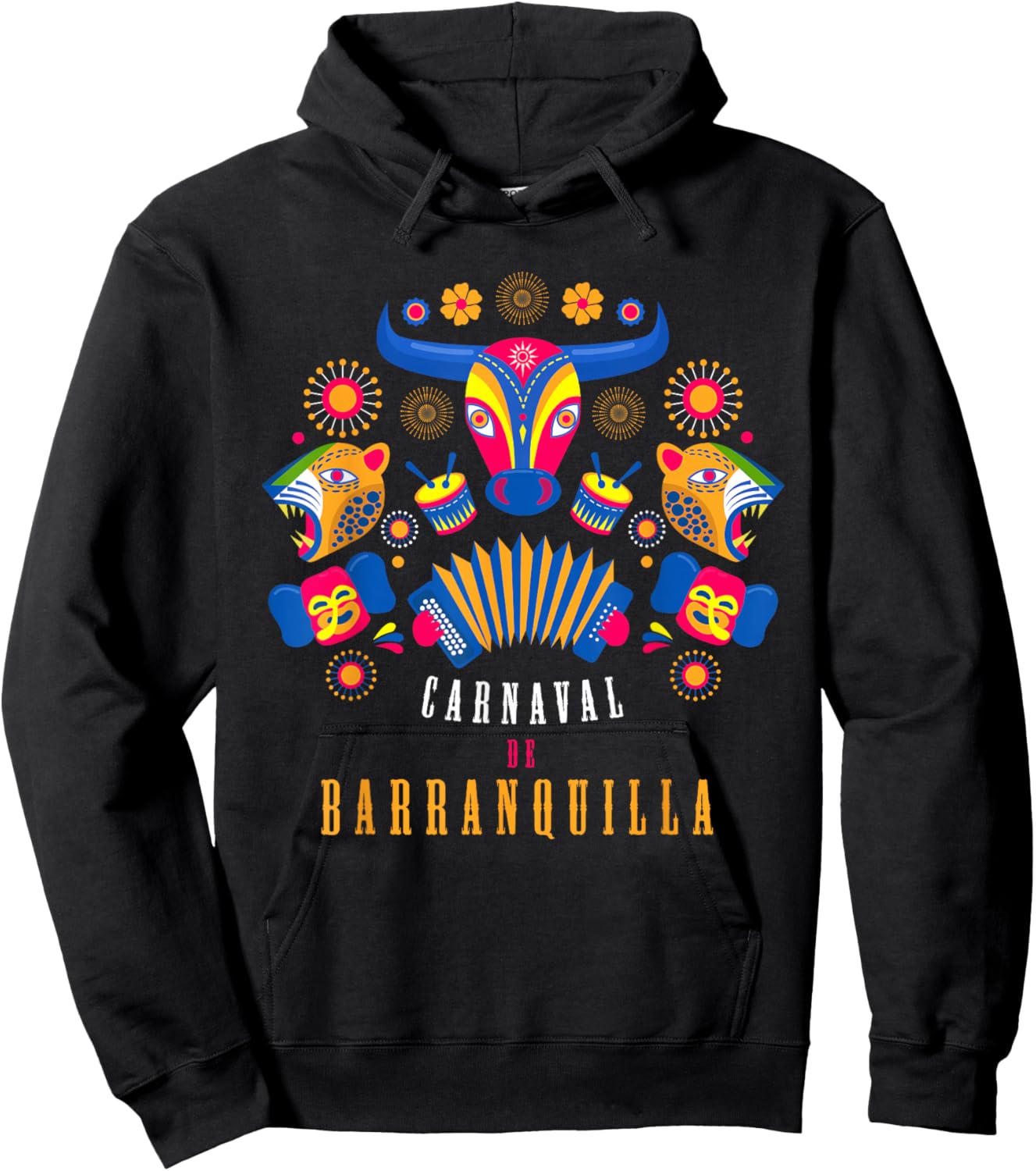 Carnaval de Barranquilla El Torito Marimonda Jaguar Acordeón Hoodie - Hoodie | Black