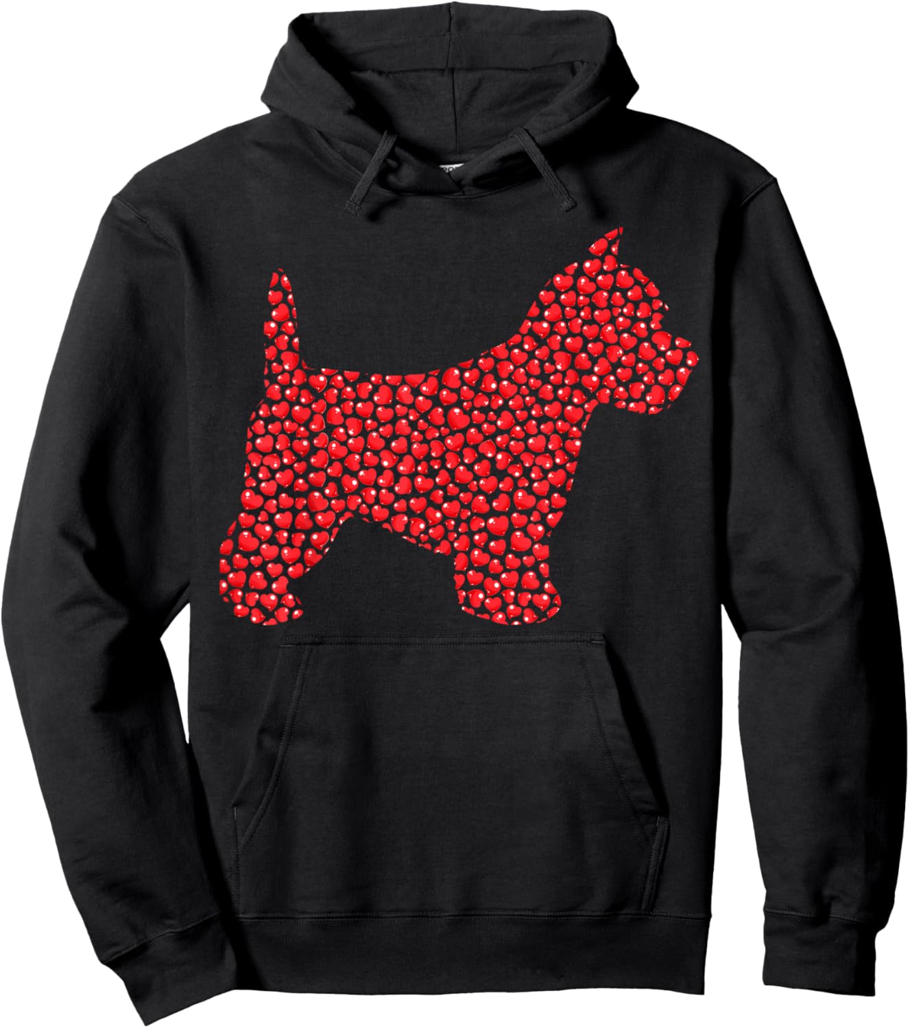 Funny Westie Dog Lover Hearts Love Westie Valentine Hoodie - Hoodie | Black