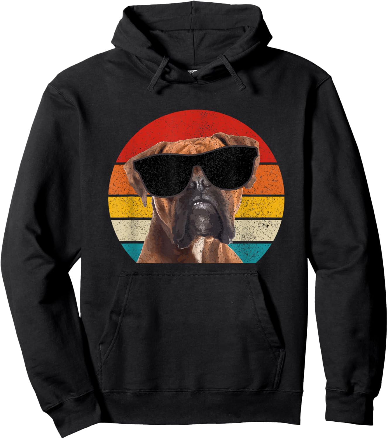 Boxer Dog Sunglasses Vintage Funny Dog Men Women Kids Hoodie - Hoodie | Black