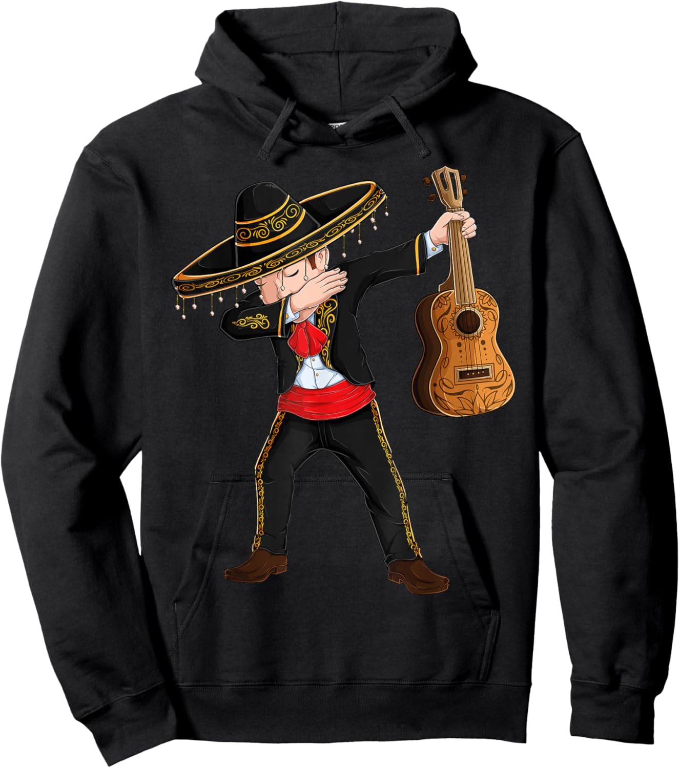 Dab Mexican Mariachi Costume charro Sombrero Cinco De Mayo Hoodie - Hoodie | Black