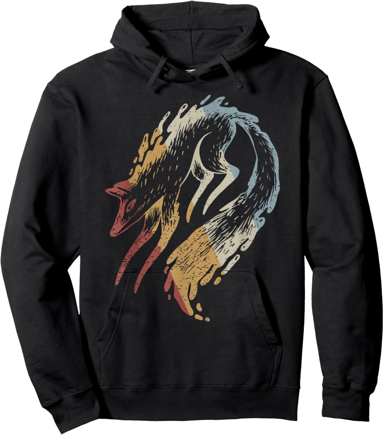 Fox Retro Style Vintage Hoodie - Hoodie | Black